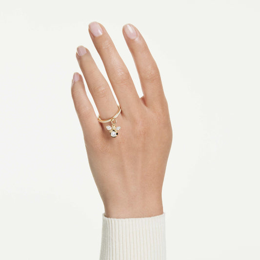Swarovski Idyllia motif ring Mixed cuts, Bee, Multicolored, 18K gold finish