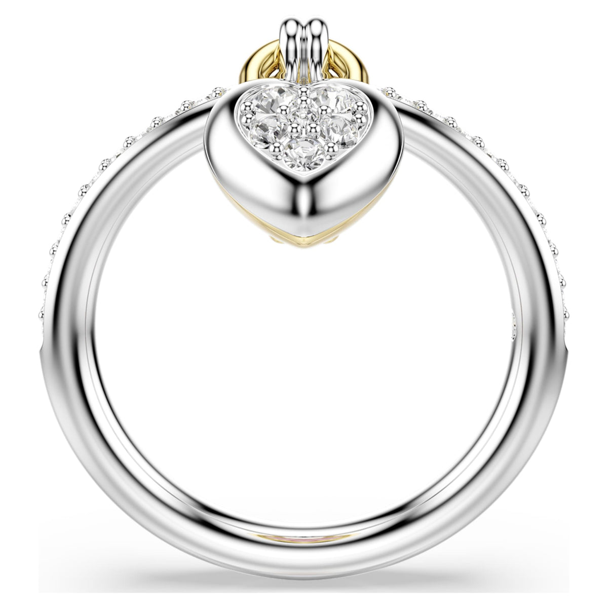 Swarovski Idyllia motif ring featuring a heart motif with pink mixed-cut accents and a Mixed metal finish