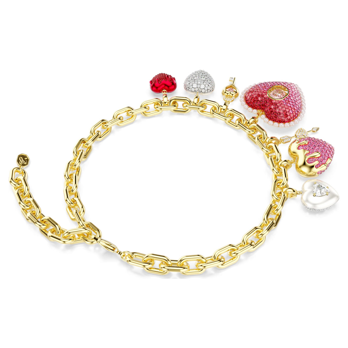 Swarovski Idyllia necklace featuring a heart motif with multicolored mixed-cut accents and an 18K gold finish