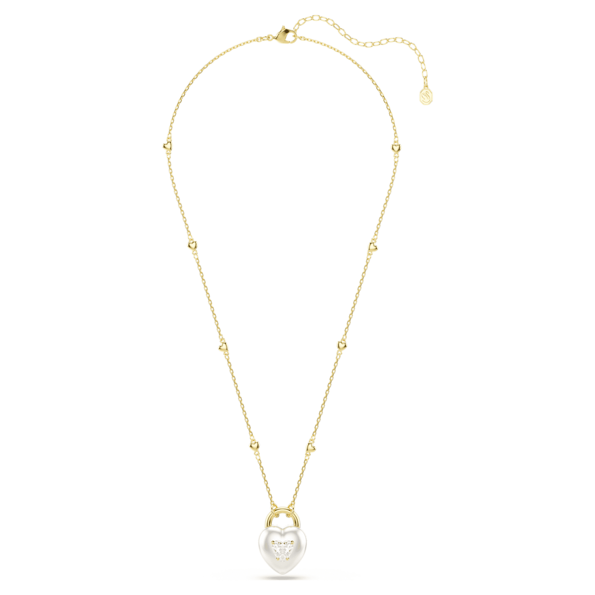 Swarovski Idyllia pendant Mixed cuts, Heart, White, 18K gold finish