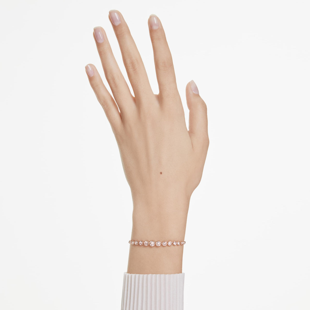 Swarovski Imber bracelet Mixed round cuts, White, Rhodium plated