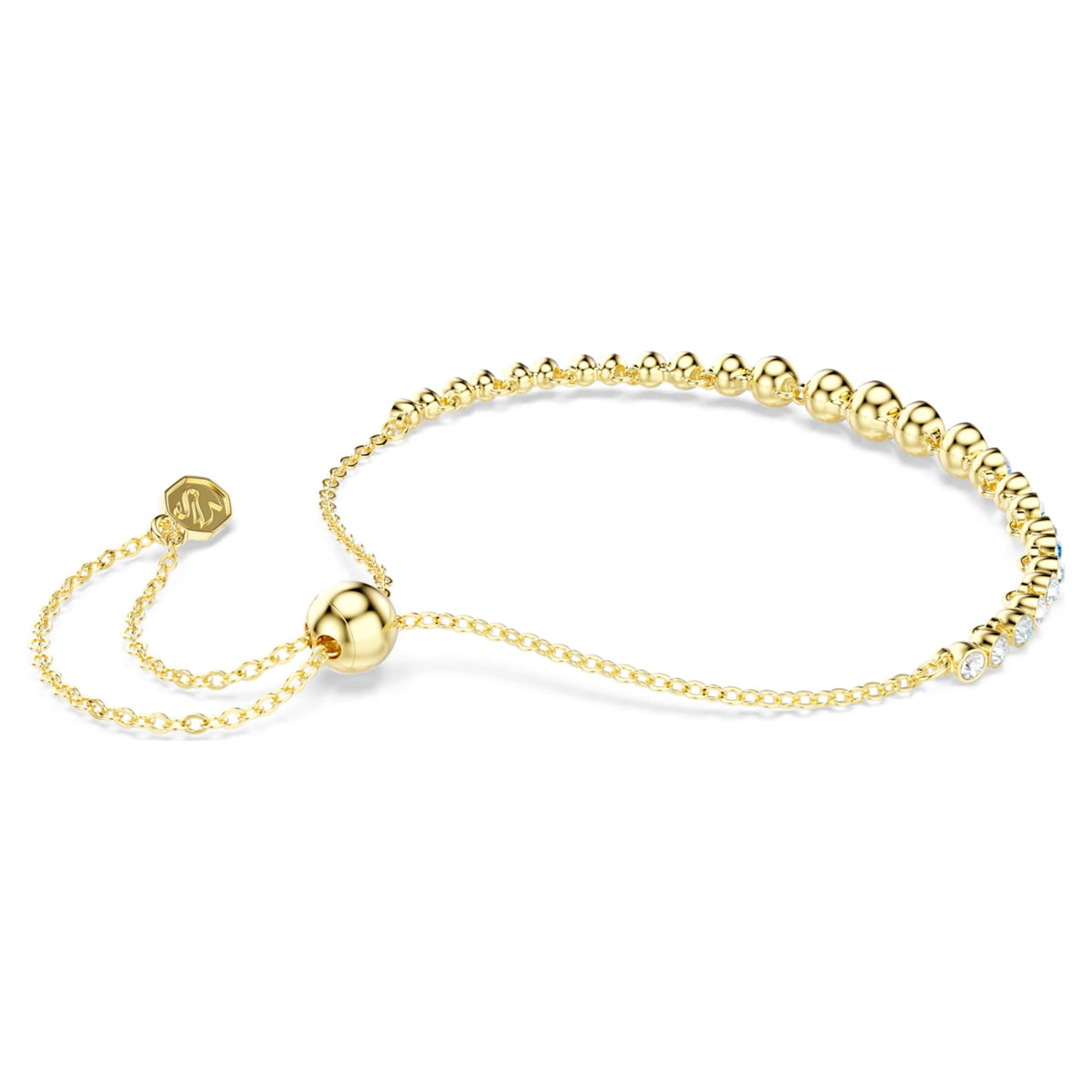Swarovski Imber bracelet with blue round-cut accents and an 18K gold finish