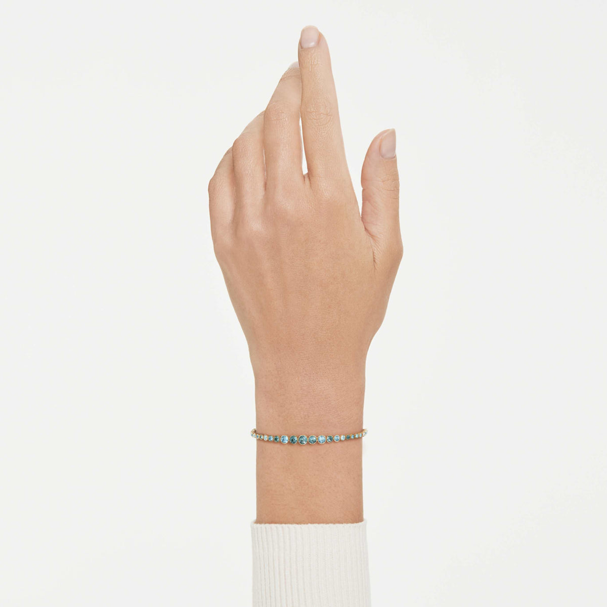 Swarovski Imber bracelet Round cut, Blue, 18K gold finish