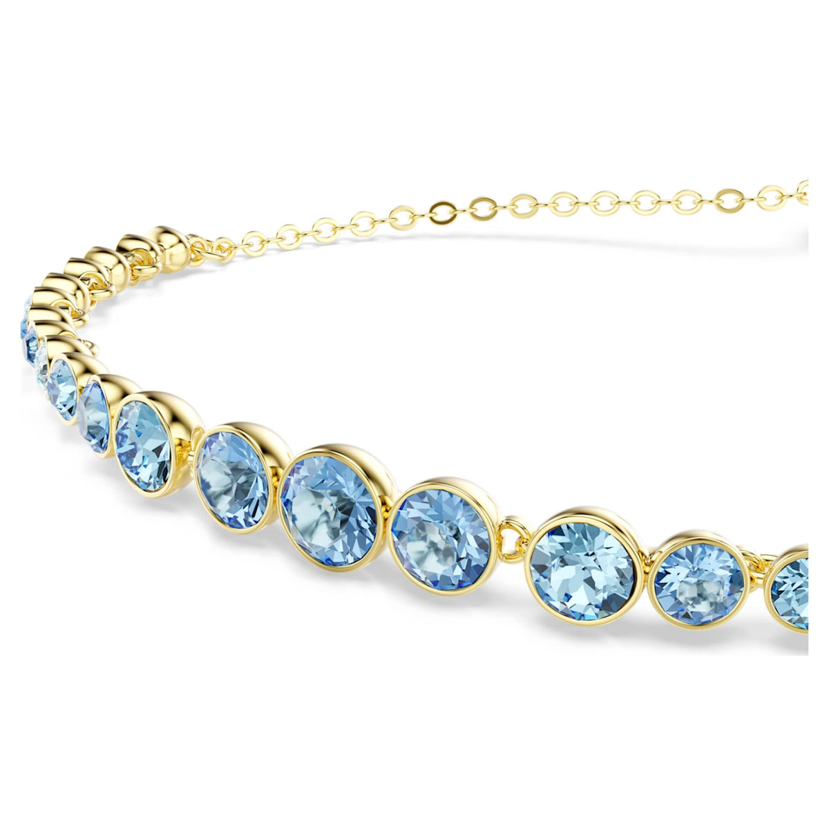 Swarovski Imber bracelet with blue round-cut accents and an 18K gold finish