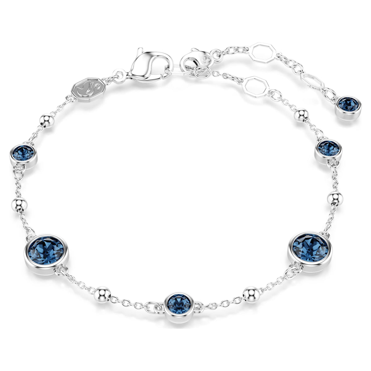 Swarovski Imber bracelet with blue round-cut accents and rhodium plating