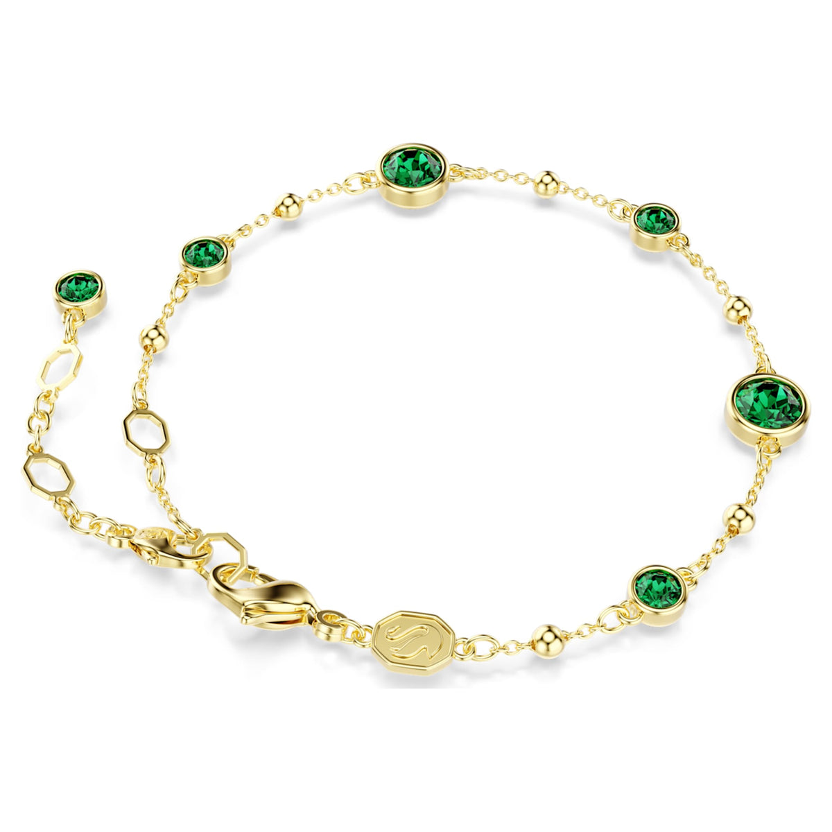Swarovski Imber bracelet with green round-cut accents and an 18K gold finish