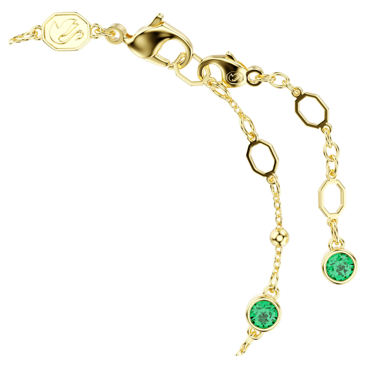 Swarovski Imber bracelet with green round-cut accents and an 18K gold finish
