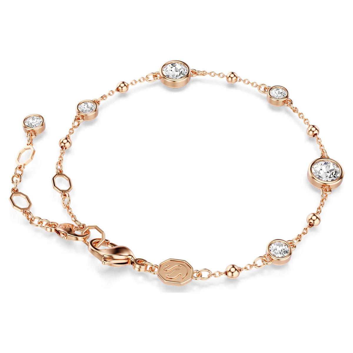 Swarovski Imber bracelet with white round-cut accents and an 18K rose gold finish