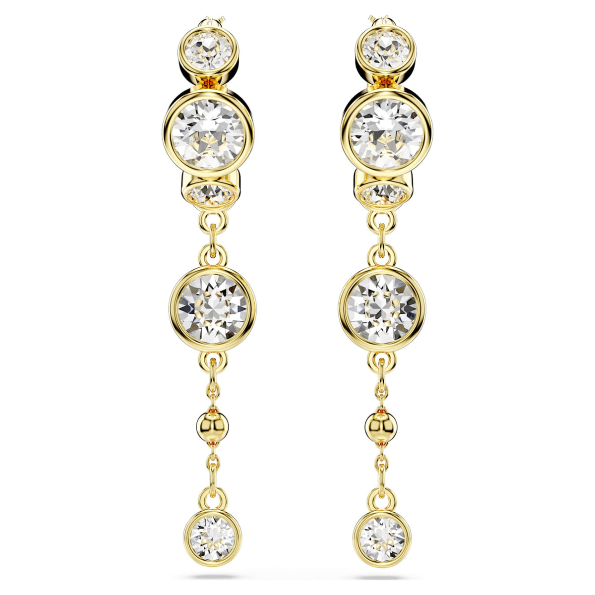 Swarovski Imber drop earrings with white round-cut accents and an 18K gold finish