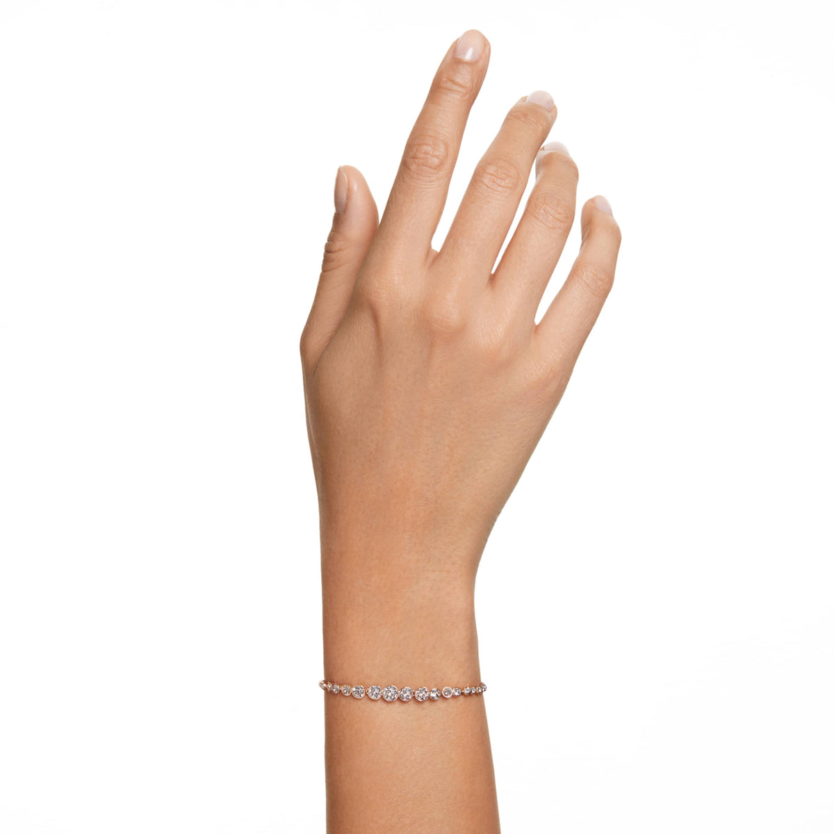 Swarovski Imber bracelet with blue round-cut accents and an 18K gold finish