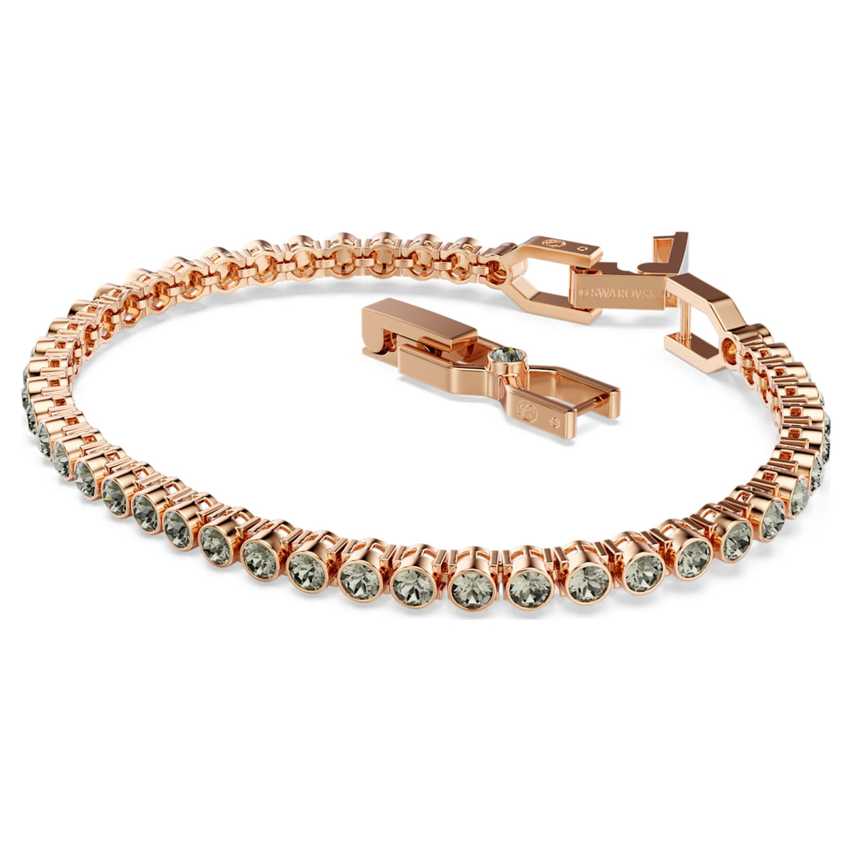 Swarovski Imber Emily Tennis bracelet with black round-cut accents and an 18K rose gold finish