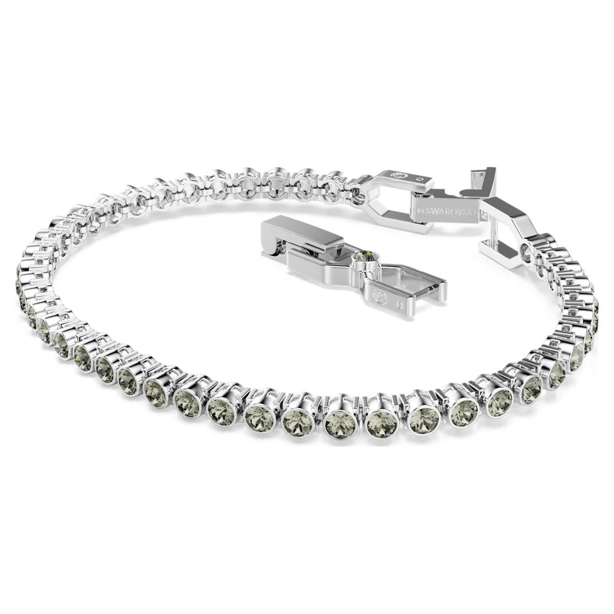 Swarovski Imber Emily Tennis bracelet with black round-cut accents and rhodium plating