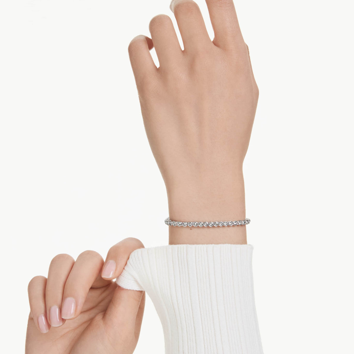 Swarovski Imber Emily Tennis bracelet with blue round-cut accents and rhodium plating