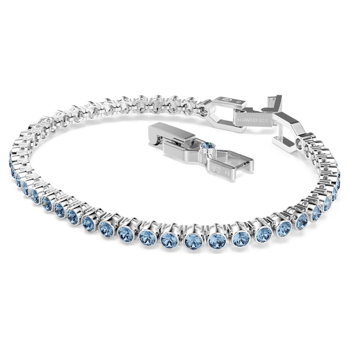 Swarovski Imber Emily Tennis bracelet with blue round-cut accents and rhodium plating