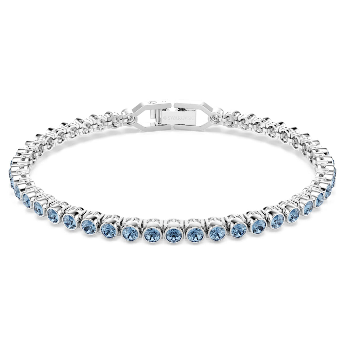 Swarovski Imber Emily Tennis bracelet with blue round-cut accents and rhodium plating