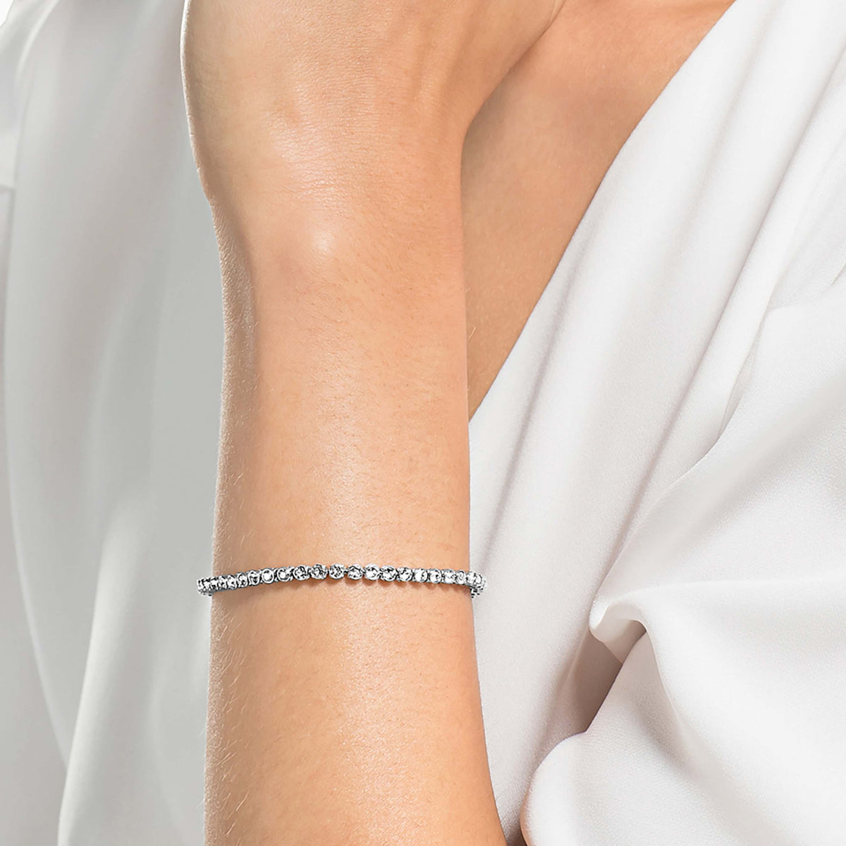 Swarovski Imber Emily Tennis bracelet with black round-cut accents and an 18K rose gold finish