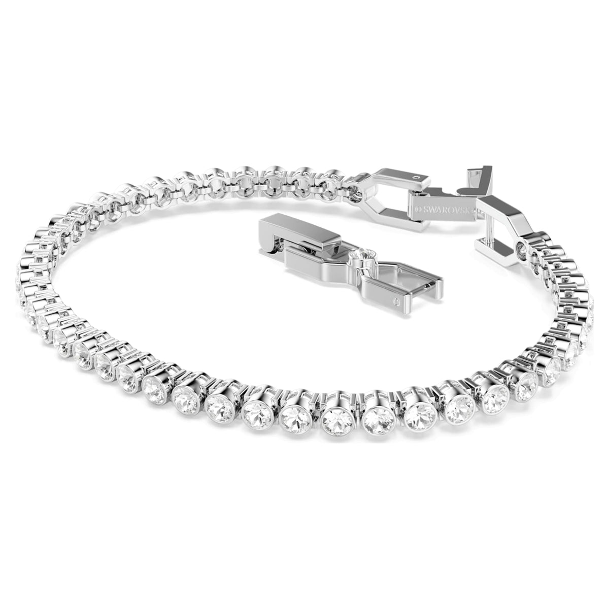 Swarovski Imber Emily Tennis bracelet with white round-cut accents and rhodium plating