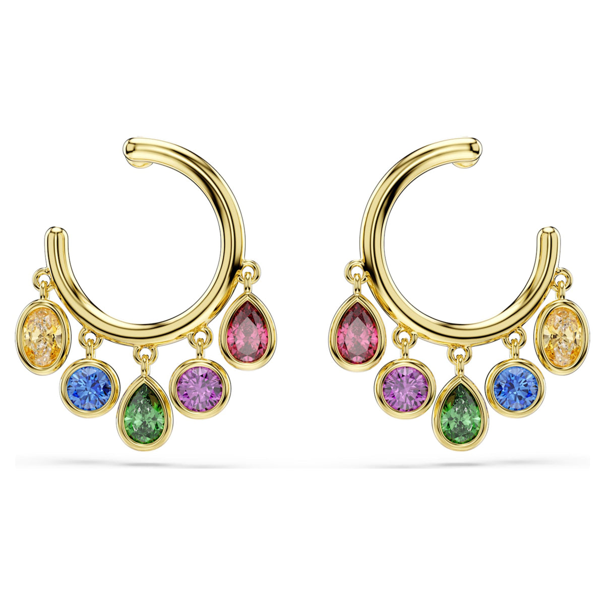 Swarovski Imber hoop earrings Mixed cuts, Multicolored, 18K gold finish