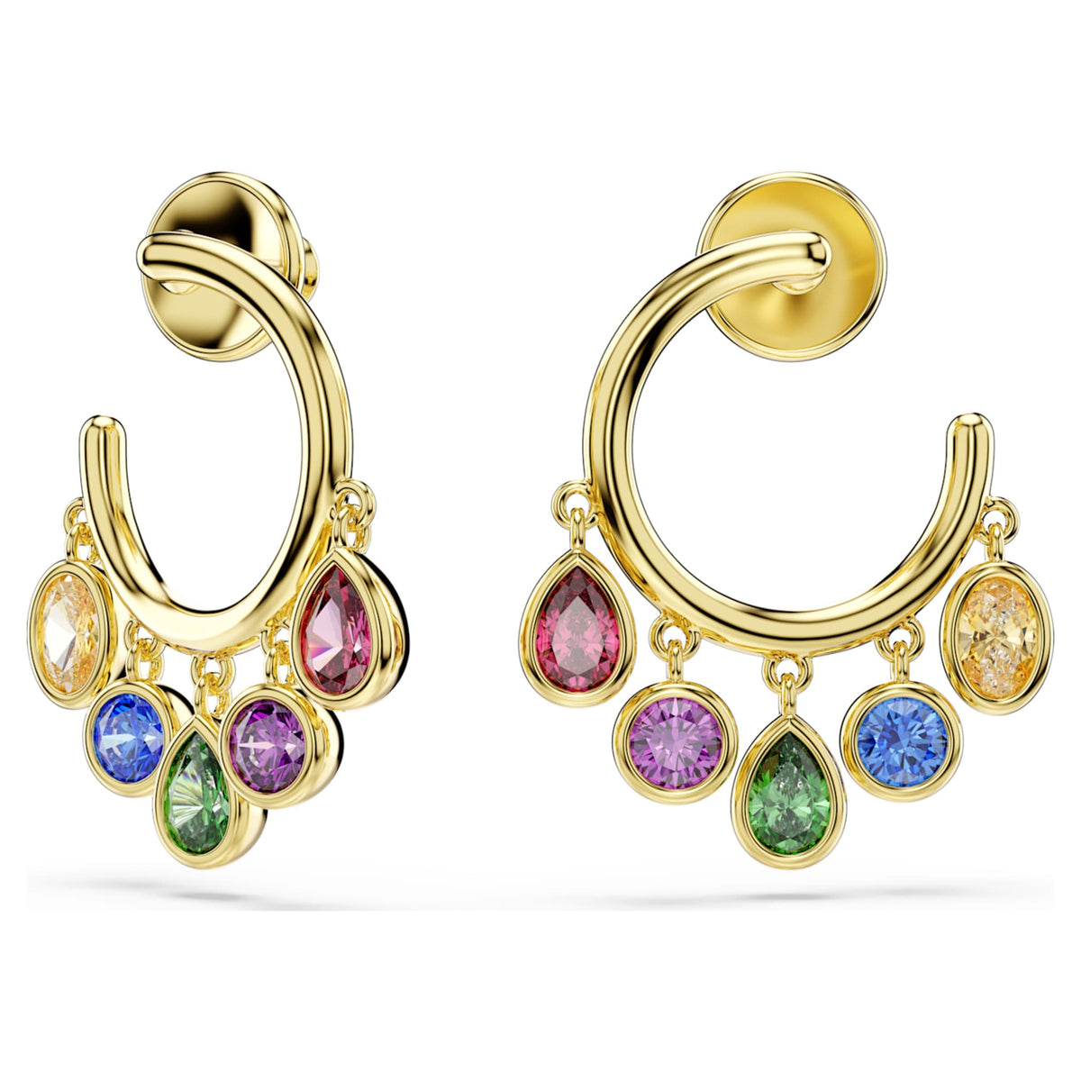 Swarovski Imber hoop earrings Mixed cuts, Multicolored, 18K gold finish