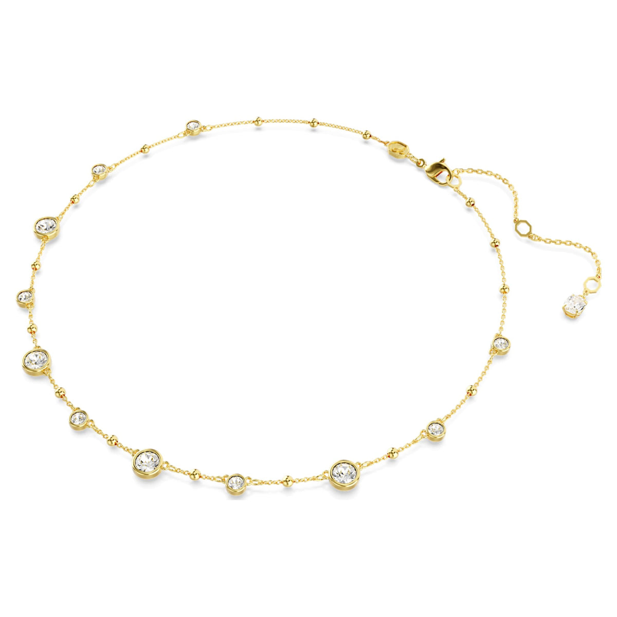 Swarovski Imber necklace Round cut, Scattered design, White, 18K gold finish