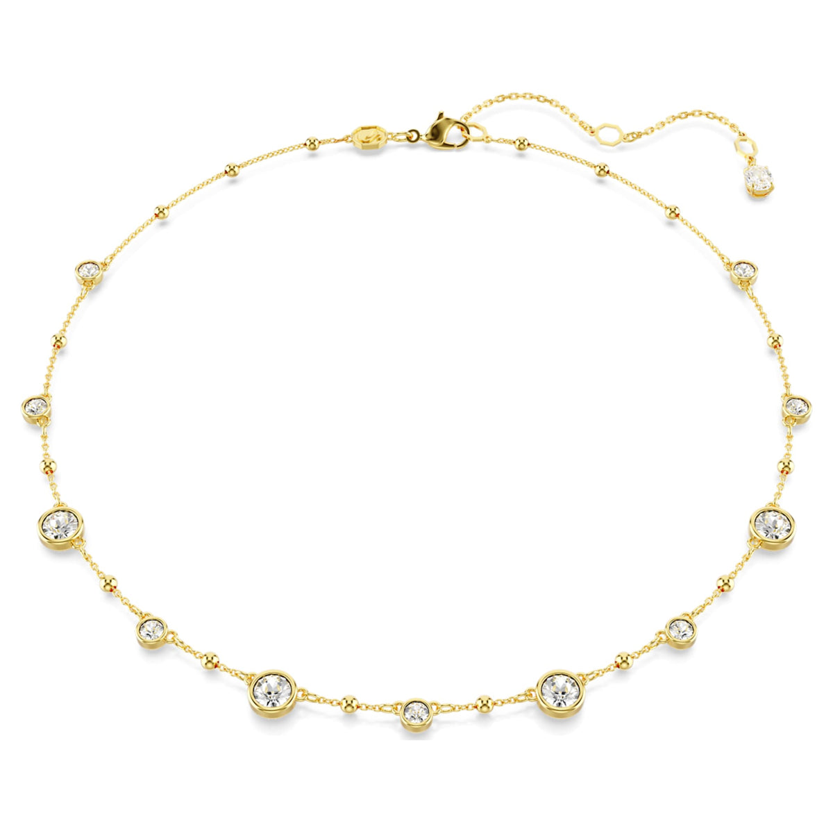 Swarovski Imber necklace Round cut, Scattered design, White, 18K gold finish