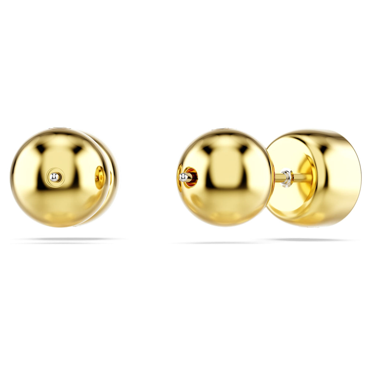 Swarovski Imber stud earrings with white round-cut accents and an 18K gold finish