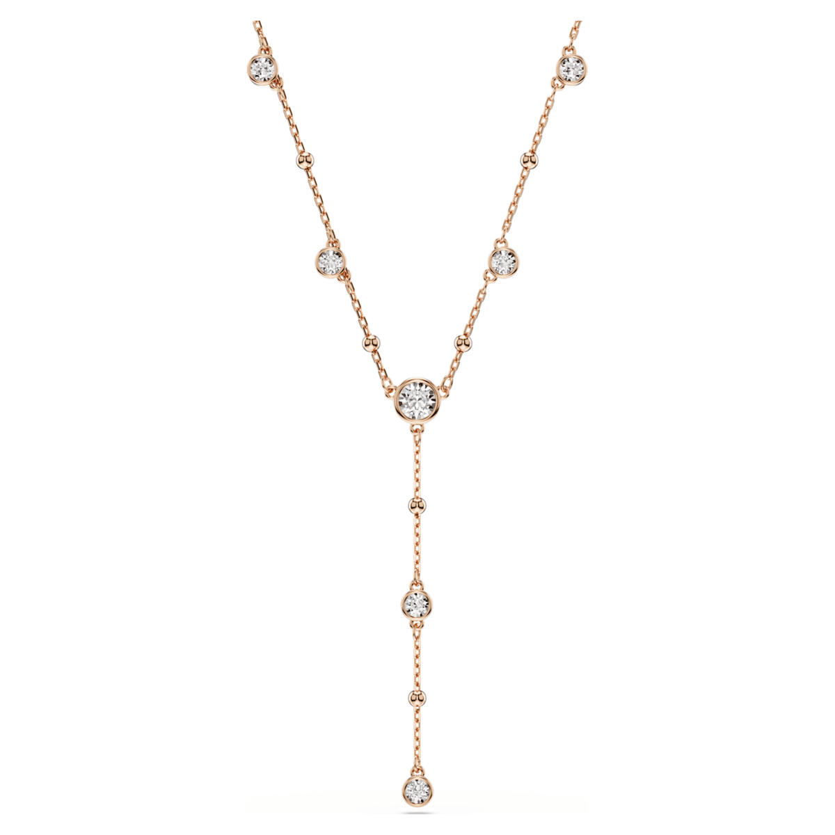 Swarovski Imber Y necklace with white round-cut accents and an 18K rose gold finish