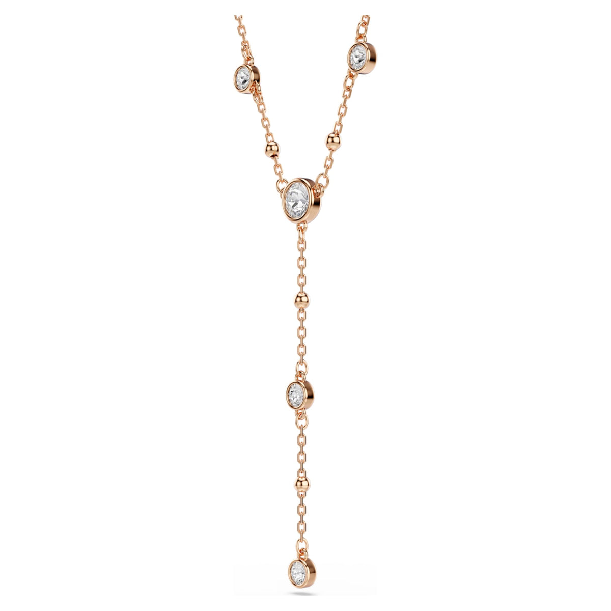Swarovski Imber Y necklace with white round-cut accents and an 18K rose gold finish