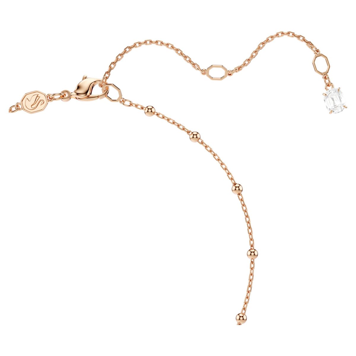 Swarovski Imber Y necklace with white round-cut accents and an 18K rose gold finish