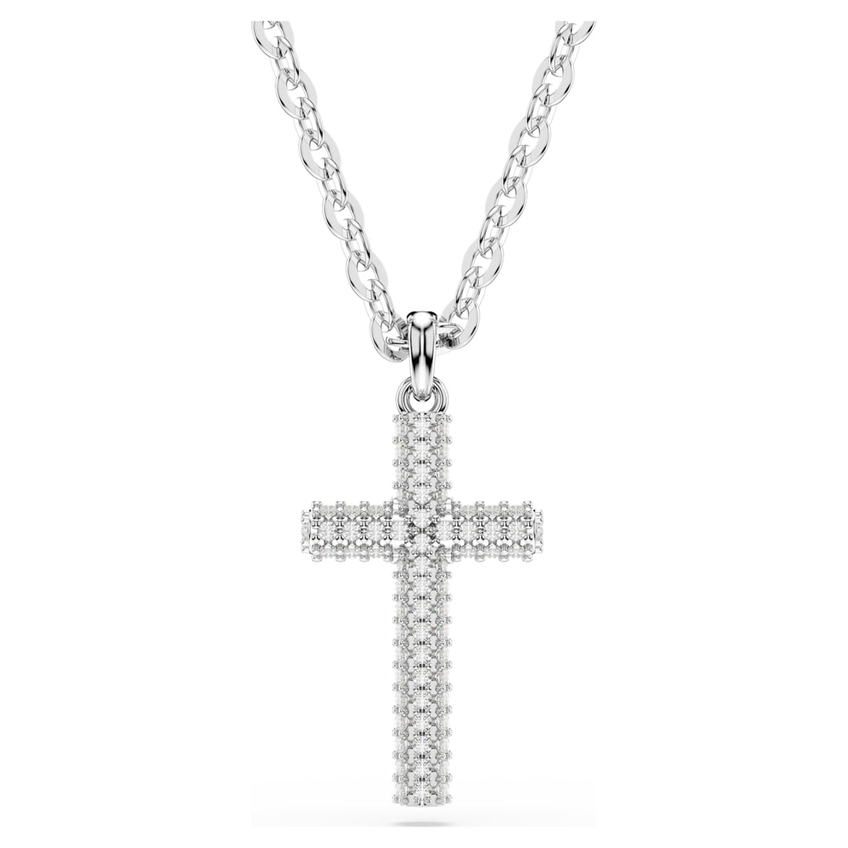 Swarovski Insigne pendant Pavé, Cross, White, Rhodium plated