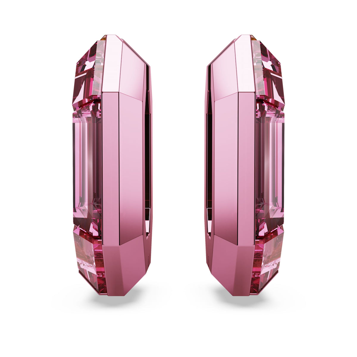 Swarovski Lucent hoop earrings Octagon shape, Small, Pink