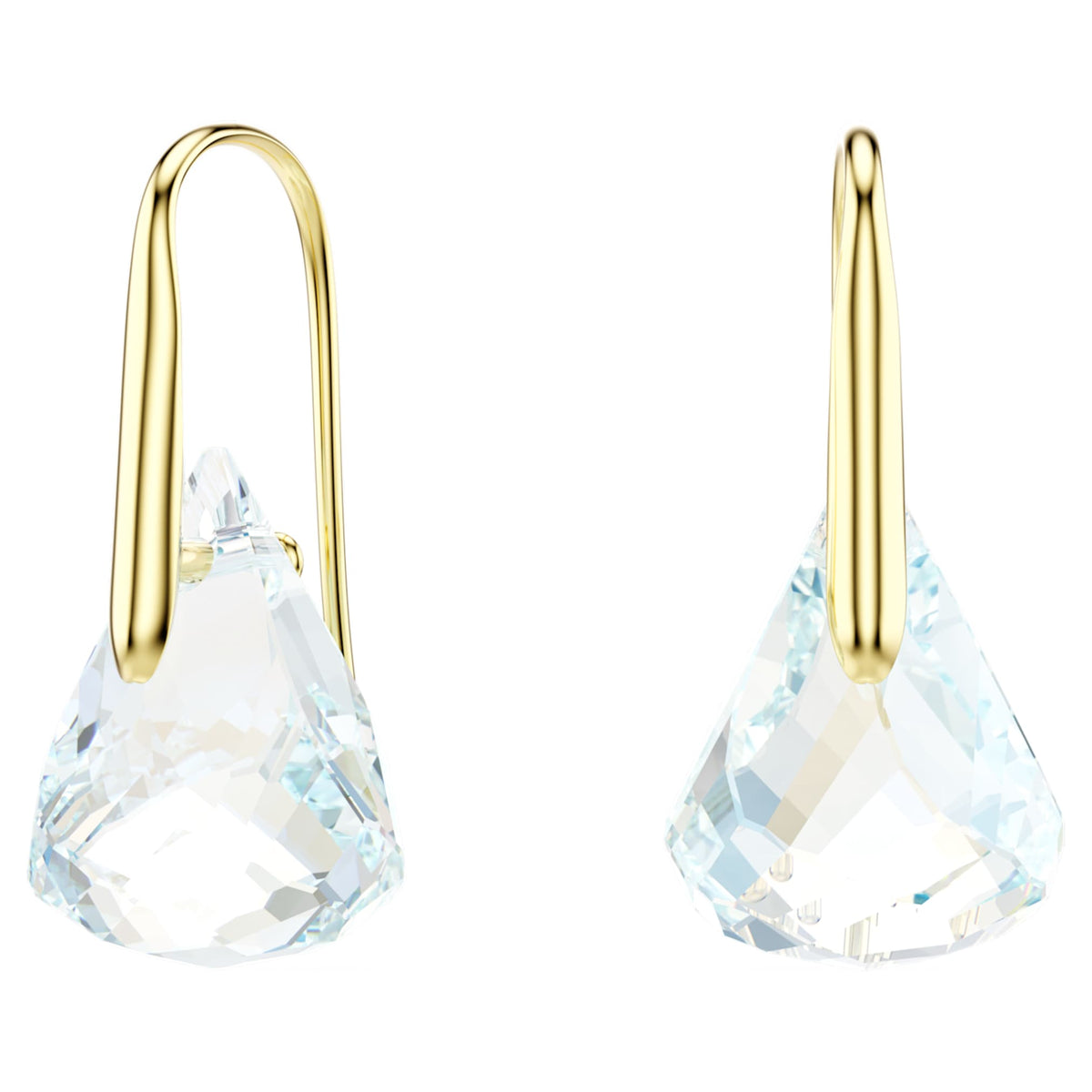 Swarovski Lunar drop earrings with white oval-cut accents and an 18K gold finish