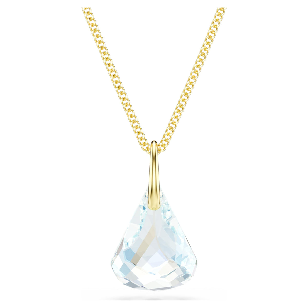 Swarovski Lunar pendant Oval cut, White, 18K gold finish