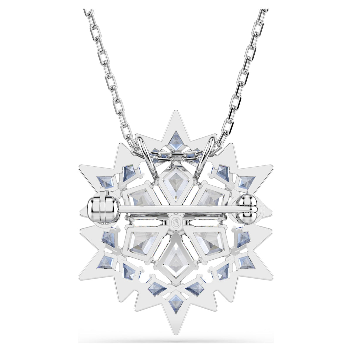 Swarovski Magic pendant and brooch Snowflake, Blue, Rhodium plated