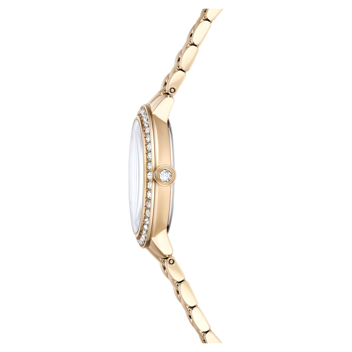 Swarovski Matrix 3-link watch Swiss Made, Metal bracelet, Gold tone, Champagne gold-tone finish