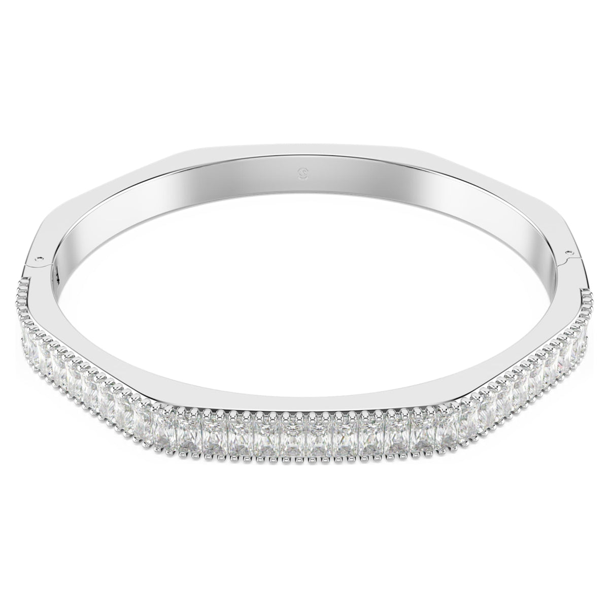 Swarovski Matrix bangle Baguette cut, Octagon shape, White, Rhodium plated