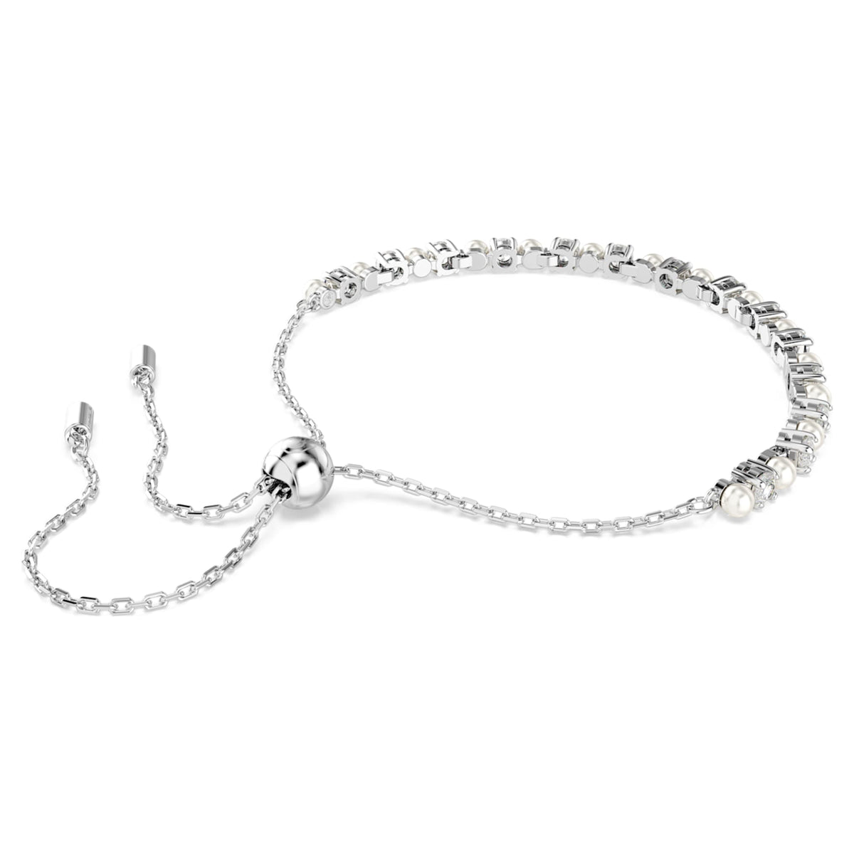 Swarovski Matrix bracelet Crystal pearl, Round cut, White, Rhodium plated