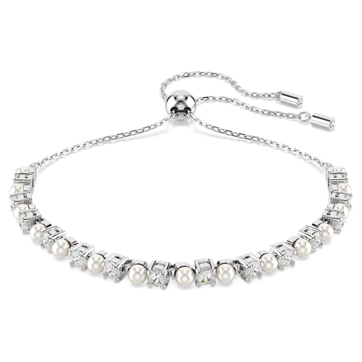 Swarovski Matrix bracelet Crystal pearl, Round cut, White, Rhodium plated