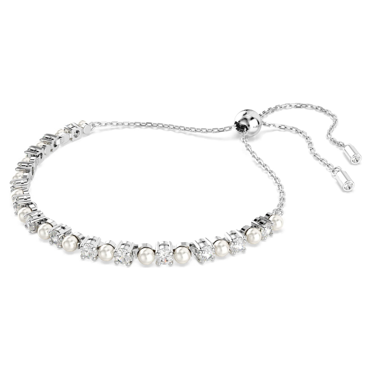 Swarovski Matrix bracelet Crystal pearl, Round cut, White, Rhodium plated