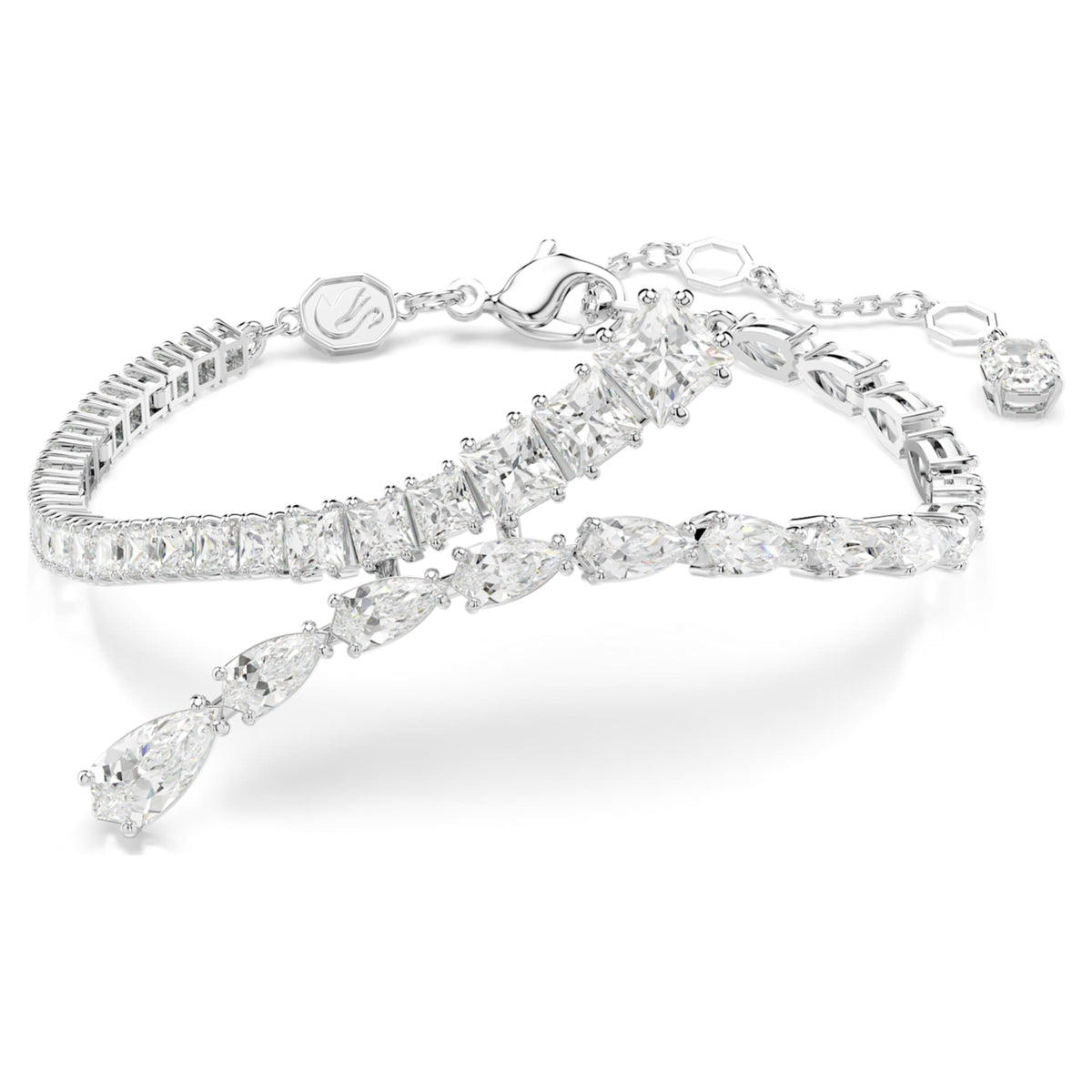 Swarovski Matrix bracelet with white mixed-cut accents and rhodium plating