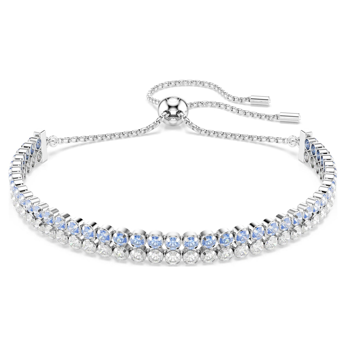 Swarovski Matrix bracelet Round cut, Blue, Rhodium plated