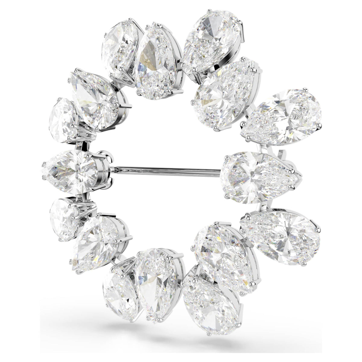 Swarovski Matrix brooch Pear cut, White, Rhodium plated