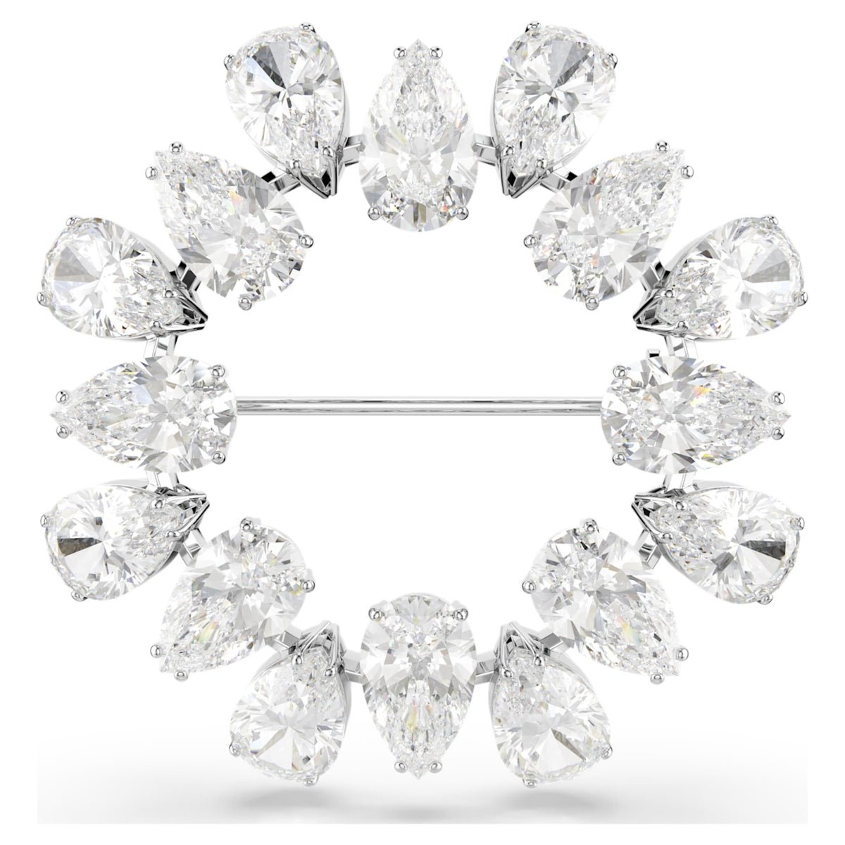 Swarovski Matrix brooch Pear cut, White, Rhodium plated