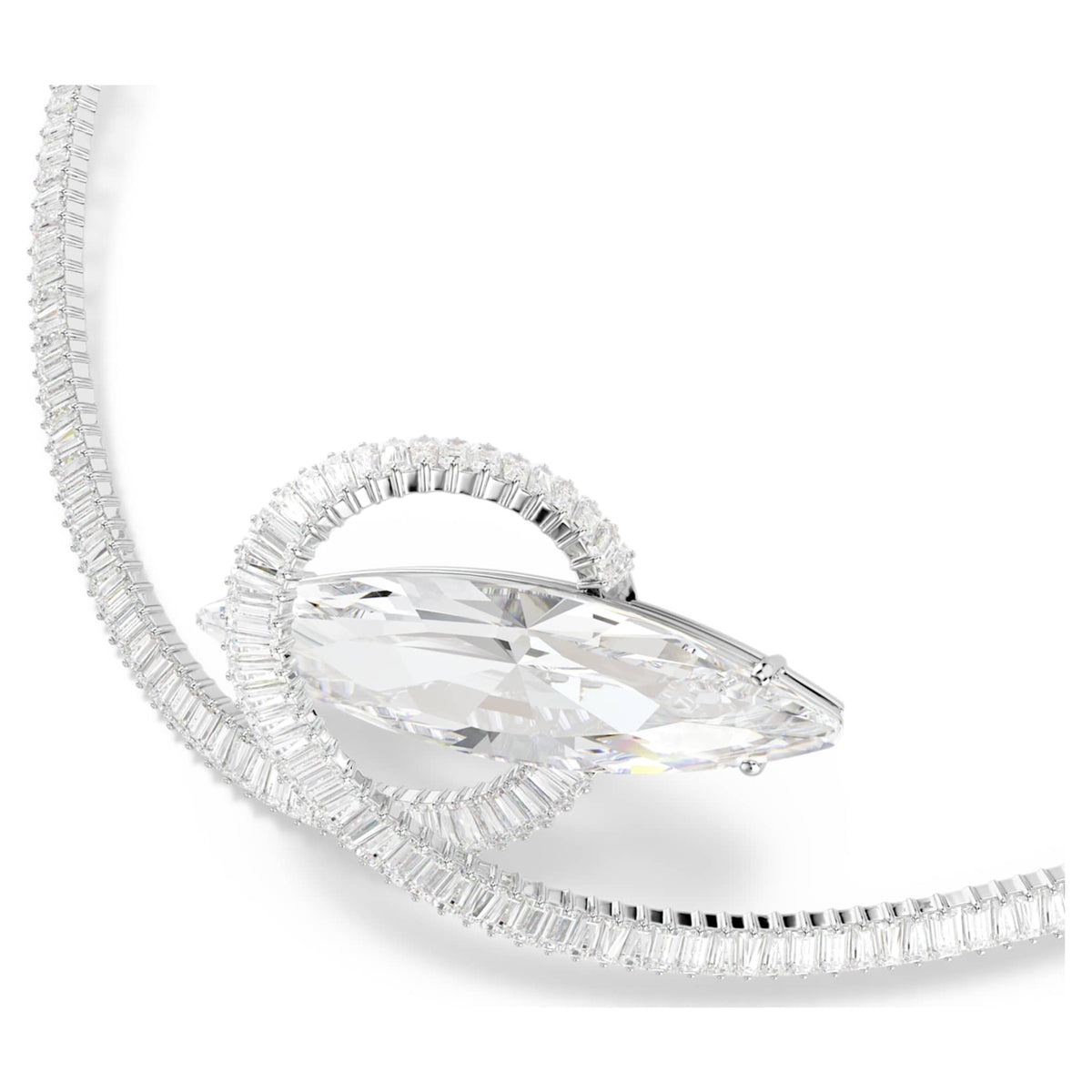 Swarovski Matrix choker with white baguette-cut accents and rhodium plating
