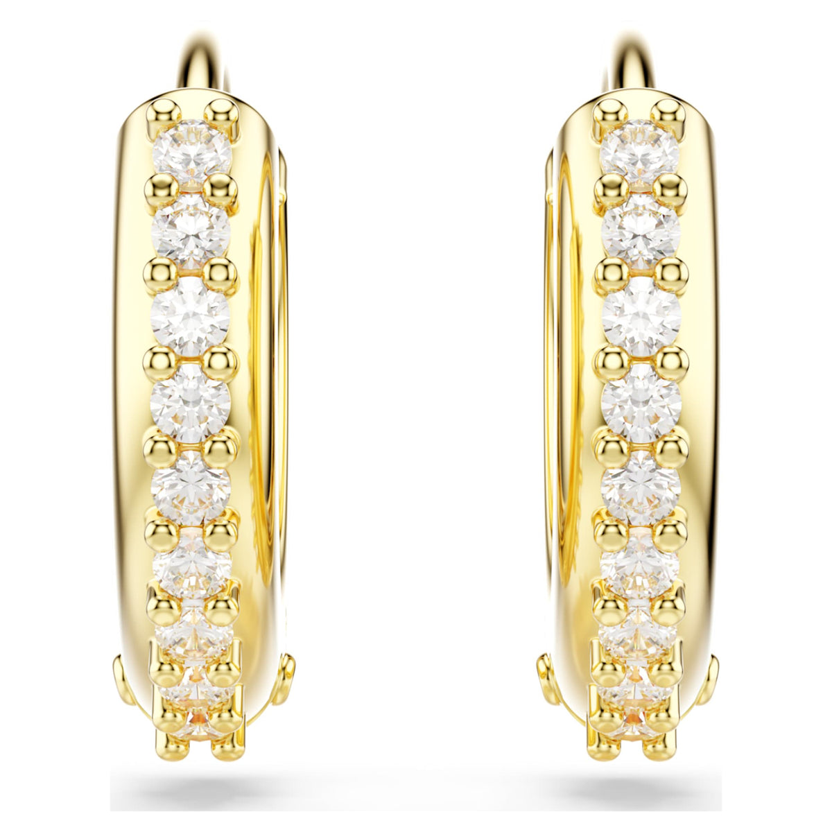 Swarovski Matrix hoop earrings Round cut, White, 18K gold finish