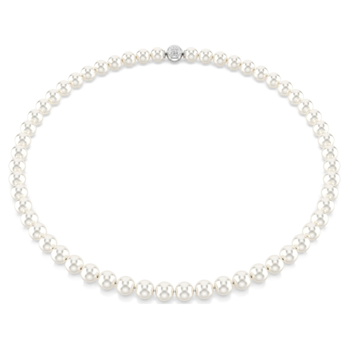 Swarovski Matrix necklace Crystal pearl, White, Rhodium plated