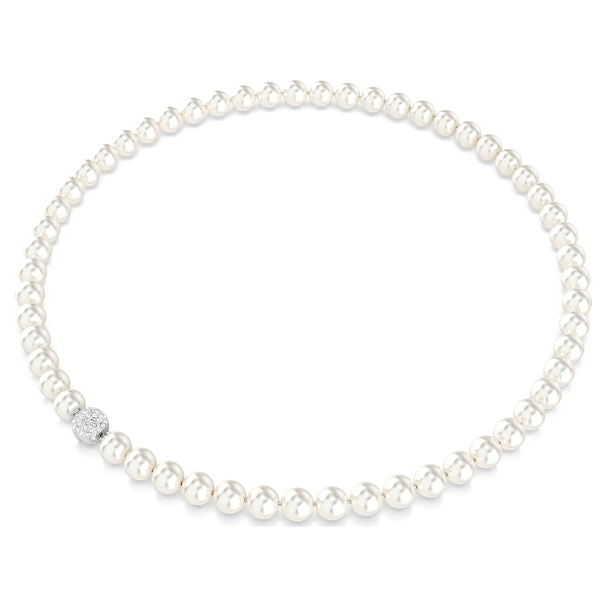 Swarovski Matrix necklace Crystal pearl, White, Rhodium plated