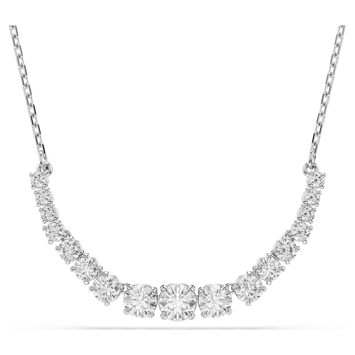 Swarovski Matrix necklace Gradient of round cuts, White, Rhodium plated