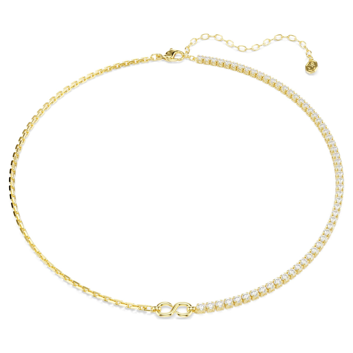 Swarovski Matrix necklace Round cut, White, 18K gold finish