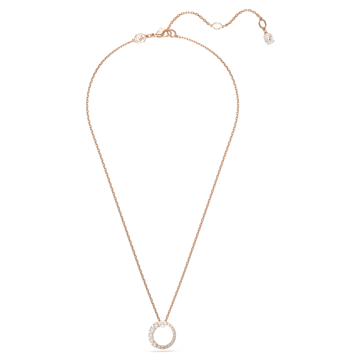 Swarovski Matrix pendant Crystal pearl, Round cut, White, 18K rose gold finish